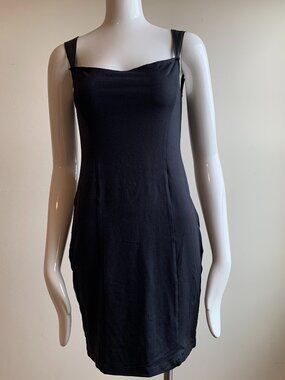 David Lerner Faux leather black stretchy Dress Medium
